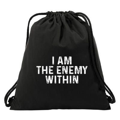 I Am The Enemy Within Simple Cute Design Drawstring Bag