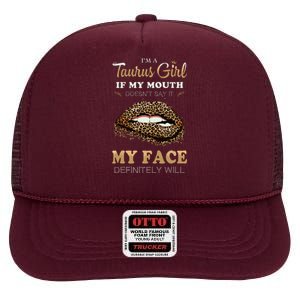 Im A Taurus Girl Funny Leopard Printed Birthday High Crown Mesh Back Trucker Hat