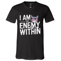 I Am The Enemy Within Kamala Harris 2024 Cat Lovers V-Neck T-Shirt