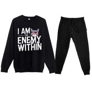 I Am The Enemy Within Kamala Harris 2024 Cat Lovers Premium Crewneck Sweatsuit Set