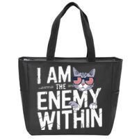 I Am The Enemy Within Kamala Harris 2024 Cat Lovers Zip Tote Bag