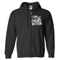 I Am The Enemy Within Kamala Harris 2024 Cat Lovers Full Zip Hoodie