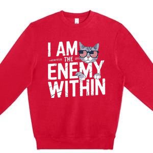 I Am The Enemy Within Kamala Harris 2024 Cat Lovers Premium Crewneck Sweatshirt