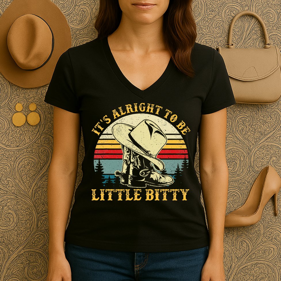 It’S Alright To Be Little Bitty Country Music Women's V-Neck T-Shirt