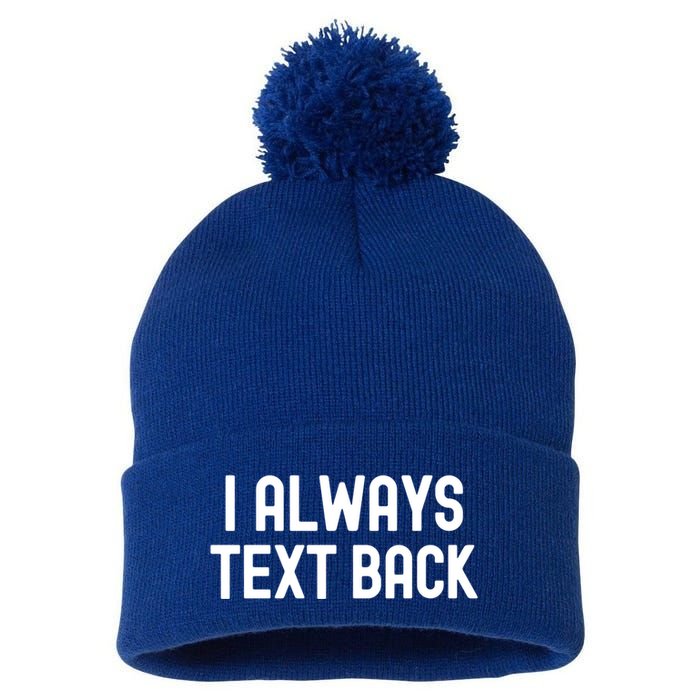 I Always Text Back White Lie Party Funny Sarcastic Texting Gift Pom Pom 12in Knit Beanie