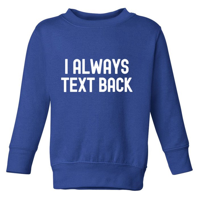 I Always Text Back White Lie Party Funny Sarcastic Texting Gift Toddler Sweatshirt