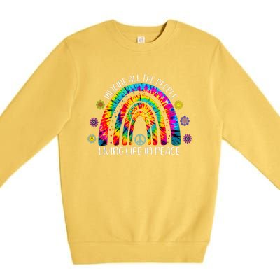 Imagine All The People Living Life In Peace Rainbow Premium Crewneck Sweatshirt