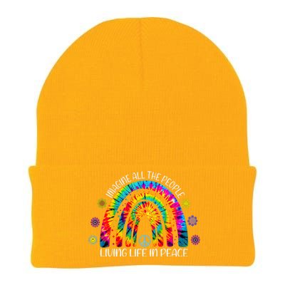 Imagine All The People Living Life In Peace Rainbow Knit Cap Winter Beanie