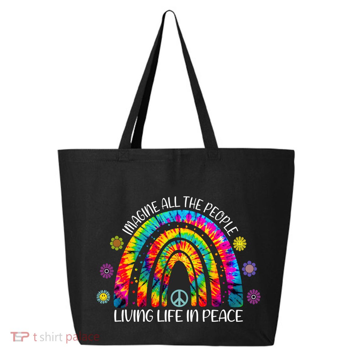 Imagine All The People Living Life In Peace Rainbow 25L Jumbo Tote