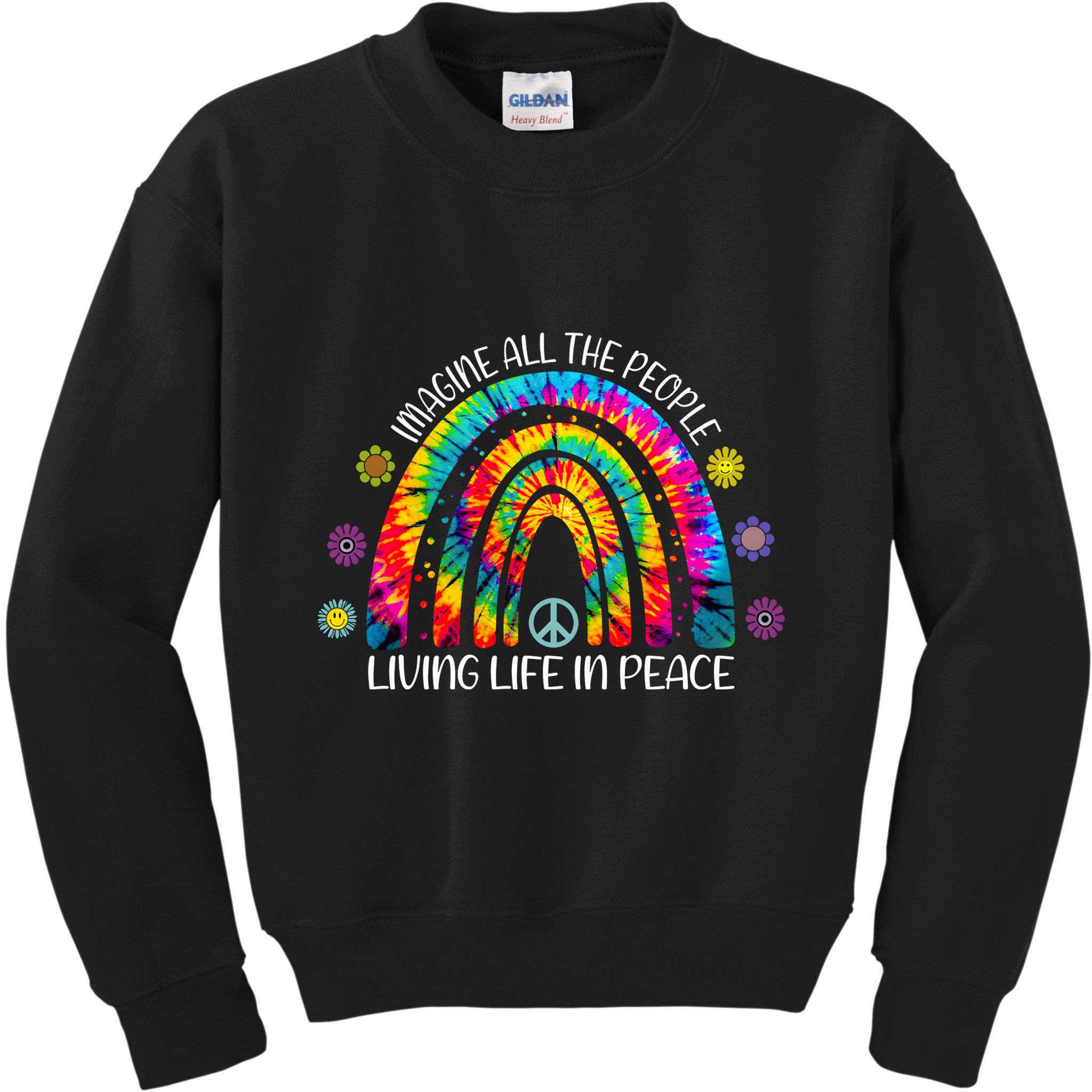 Imagine All The People Living Life In Peace Rainbow Kids Sweatshirt
