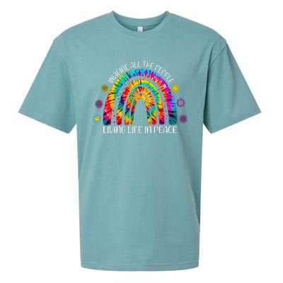 Imagine All The People Living Life In Peace Rainbow Sueded Cloud Jersey T-Shirt