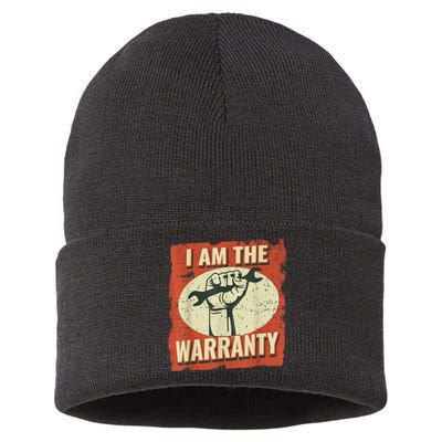 I Am The Warranty Workmen Handyman Funny Car Mechanic Sustainable Knit Beanie