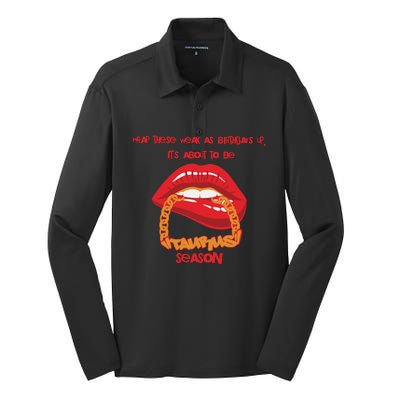 Its About To Be Taurus Time Crop Top April May Birthday Silk Touch Performance Long Sleeve Polo