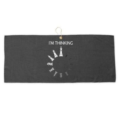 I Am Thinking Chess Pieces I’m Thinking Chess Player Large Microfiber Waffle Golf Towel