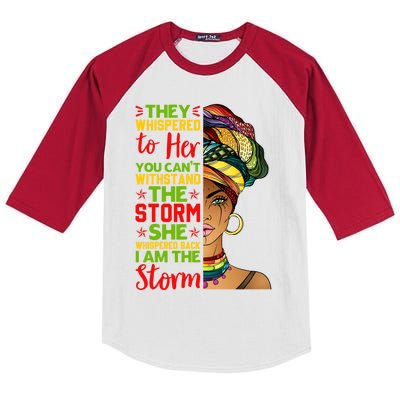 I Am The Storm Juneteenth Black History Month Gift Kids Colorblock Raglan Jersey