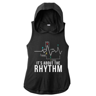 Its About The Rhythm Cardiology Nurse Gifts Heart Ekg Ladies PosiCharge Tri-Blend Wicking Draft Hoodie Tank