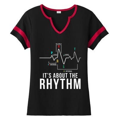 Its About The Rhythm Cardiology Nurse Gifts Heart Ekg Ladies Halftime Notch Neck Tee