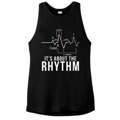 Its About The Rhythm Cardiology Nurse Gifts Heart Ekg Ladies PosiCharge Tri-Blend Wicking Tank