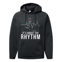 Its About The Rhythm Cardiology Nurse Gifts Heart Ekg Performance Fleece Hoodie