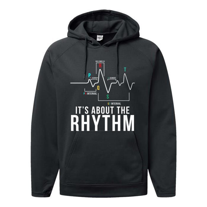 Its About The Rhythm Cardiology Nurse Gifts Heart Ekg Performance Fleece Hoodie