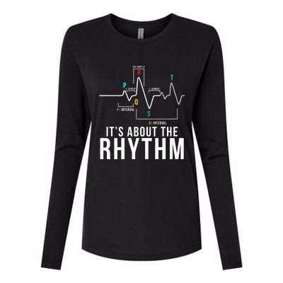 Its About The Rhythm Cardiology Nurse Gifts Heart Ekg Womens Cotton Relaxed Long Sleeve T-Shirt