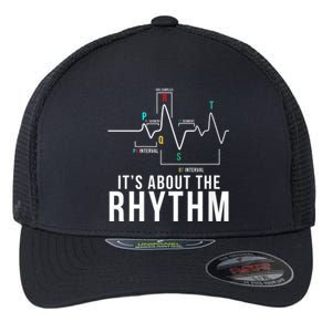 Its About The Rhythm Cardiology Nurse Gifts Heart Ekg Flexfit Unipanel Trucker Cap