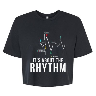 Its About The Rhythm Cardiology Nurse Gifts Heart Ekg Bella+Canvas Jersey Crop Tee