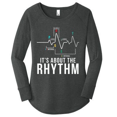 Its About The Rhythm Cardiology Nurse Gifts Heart Ekg Women's Perfect Tri Tunic Long Sleeve Shirt