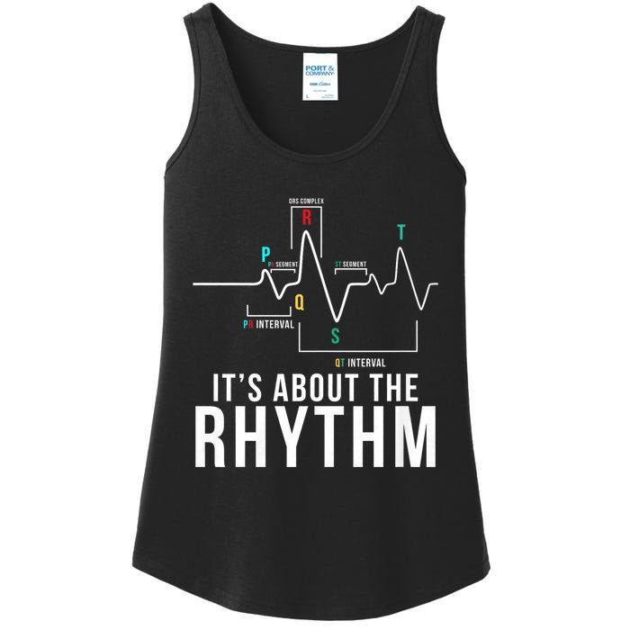 Its About The Rhythm Cardiology Nurse Gifts Heart Ekg Ladies Essential Tank