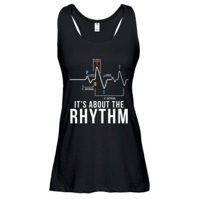 Its About The Rhythm Cardiology Nurse Gifts Heart Ekg Ladies Essential Flowy Tank