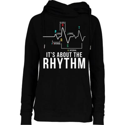 Its About The Rhythm Cardiology Nurse Gifts Heart Ekg Womens Funnel Neck Pullover Hood