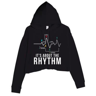 Its About The Rhythm Cardiology Nurse Gifts Heart Ekg Crop Fleece Hoodie