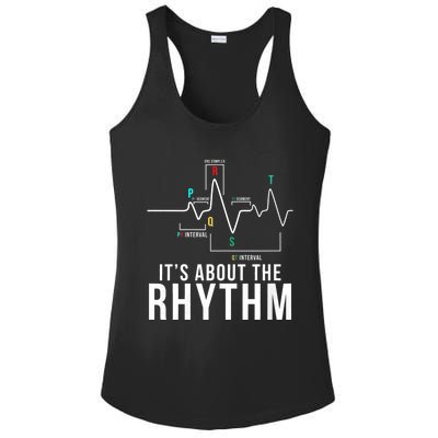 Its About The Rhythm Cardiology Nurse Gifts Heart Ekg Ladies PosiCharge Competitor Racerback Tank