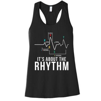 Its About The Rhythm Cardiology Nurse Gifts Heart Ekg Women's Racerback Tank