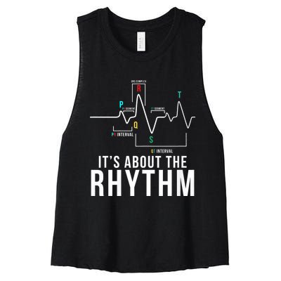 Its About The Rhythm Cardiology Nurse Gifts Heart Ekg Women's Racerback Cropped Tank