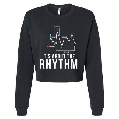 Its About The Rhythm Cardiology Nurse Gifts Heart Ekg Cropped Pullover Crew