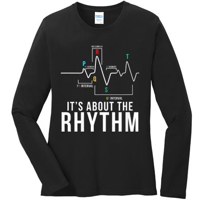 Its About The Rhythm Cardiology Nurse Gifts Heart Ekg Ladies Long Sleeve Shirt