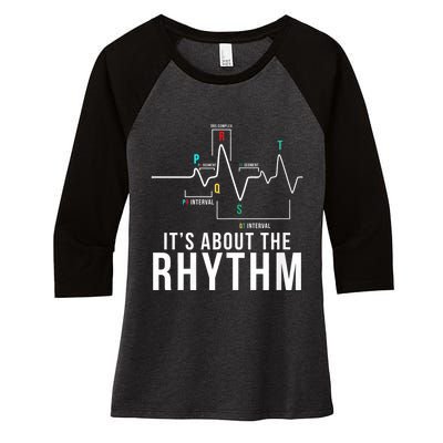 Its About The Rhythm Cardiology Nurse Gifts Heart Ekg Women's Tri-Blend 3/4-Sleeve Raglan Shirt