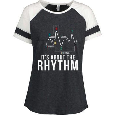 Its About The Rhythm Cardiology Nurse Gifts Heart Ekg Enza Ladies Jersey Colorblock Tee