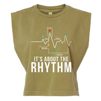 Its About The Rhythm Cardiology Nurse Gifts Heart Ekg Garment-Dyed Women's Muscle Tee