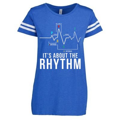 Its About The Rhythm Cardiology Nurse Gifts Heart Ekg Enza Ladies Jersey Football T-Shirt