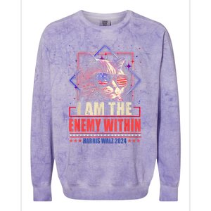 I Am The Enemy Within Harris Walz 2024 Usa Vote Cat Lovers Colorblast Crewneck Sweatshirt