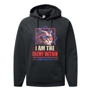 I Am The Enemy Within Harris Walz 2024 Usa Vote Cat Lovers Performance Fleece Hoodie