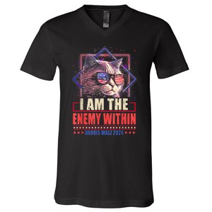 I Am The Enemy Within Harris Walz 2024 Usa Vote Cat Lovers V-Neck T-Shirt