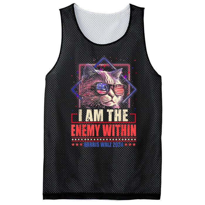 I Am The Enemy Within Harris Walz 2024 Usa Vote Cat Lovers Mesh Reversible Basketball Jersey Tank