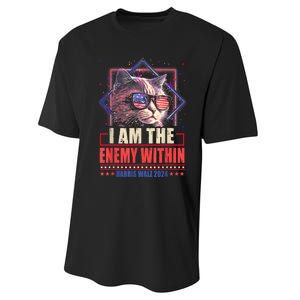 I Am The Enemy Within Harris Walz 2024 Usa Vote Cat Lovers Performance Sprint T-Shirt