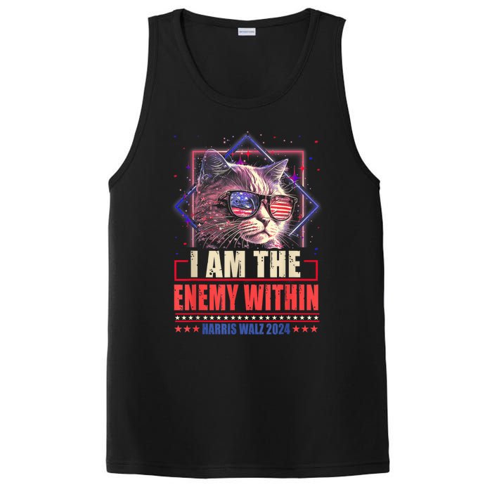 I Am The Enemy Within Harris Walz 2024 Usa Vote Cat Lovers PosiCharge Competitor Tank