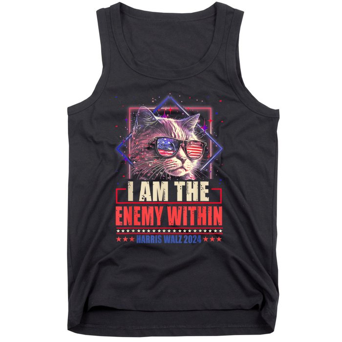 I Am The Enemy Within Harris Walz 2024 Usa Vote Cat Lovers Tank Top