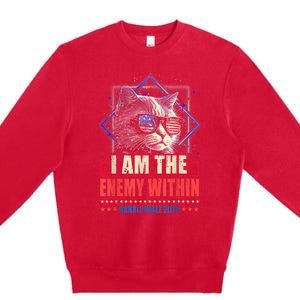 I Am The Enemy Within Harris Walz 2024 Usa Vote Cat Lovers Premium Crewneck Sweatshirt