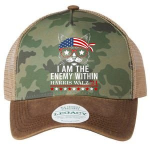 I Am The Enemy Within Harris Walz 2024 Usa Voting Cat Lovers Legacy Tie Dye Trucker Hat